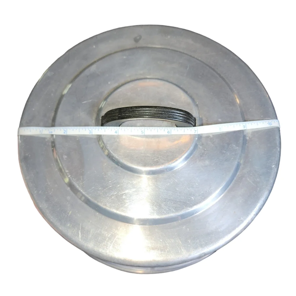 Vintage Mid Century Art Deco 2 Piece Black Handled‎ Aluminum Cake Plate 10.5
